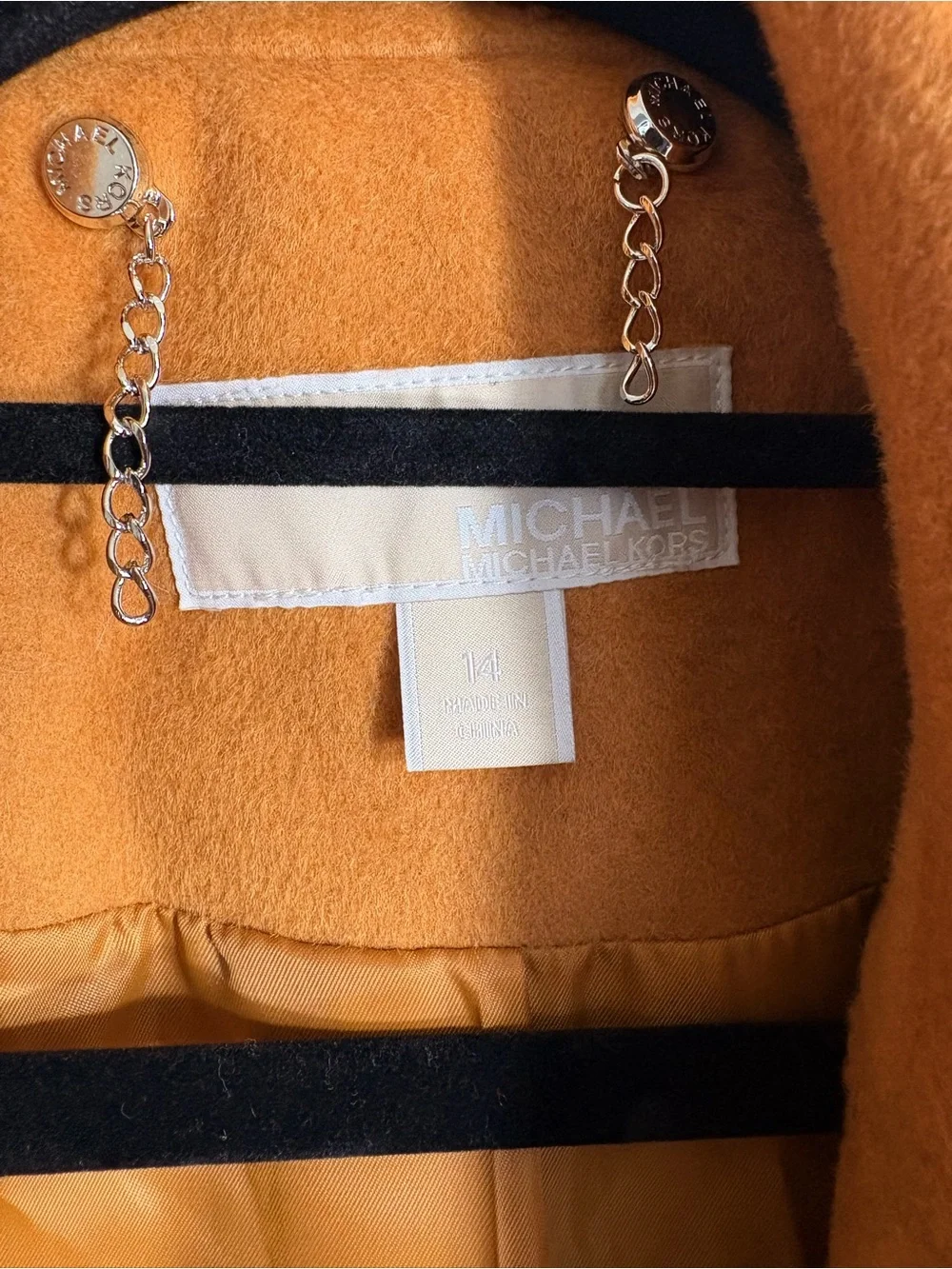 Michael Kors Double-Breasted Orange Pea Coat